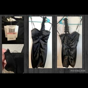Xscape Little Black Satin Ruched Dress - Sz 10
